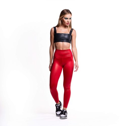 Calza Sexy Bitch Efecto Cuero Control Abdomen Rojo