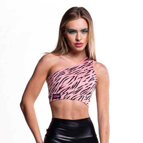 Top Animal Diva Un Solo Hombro Rosa